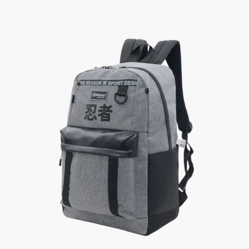 PAUSE Printed Grey School Backpack for Kids